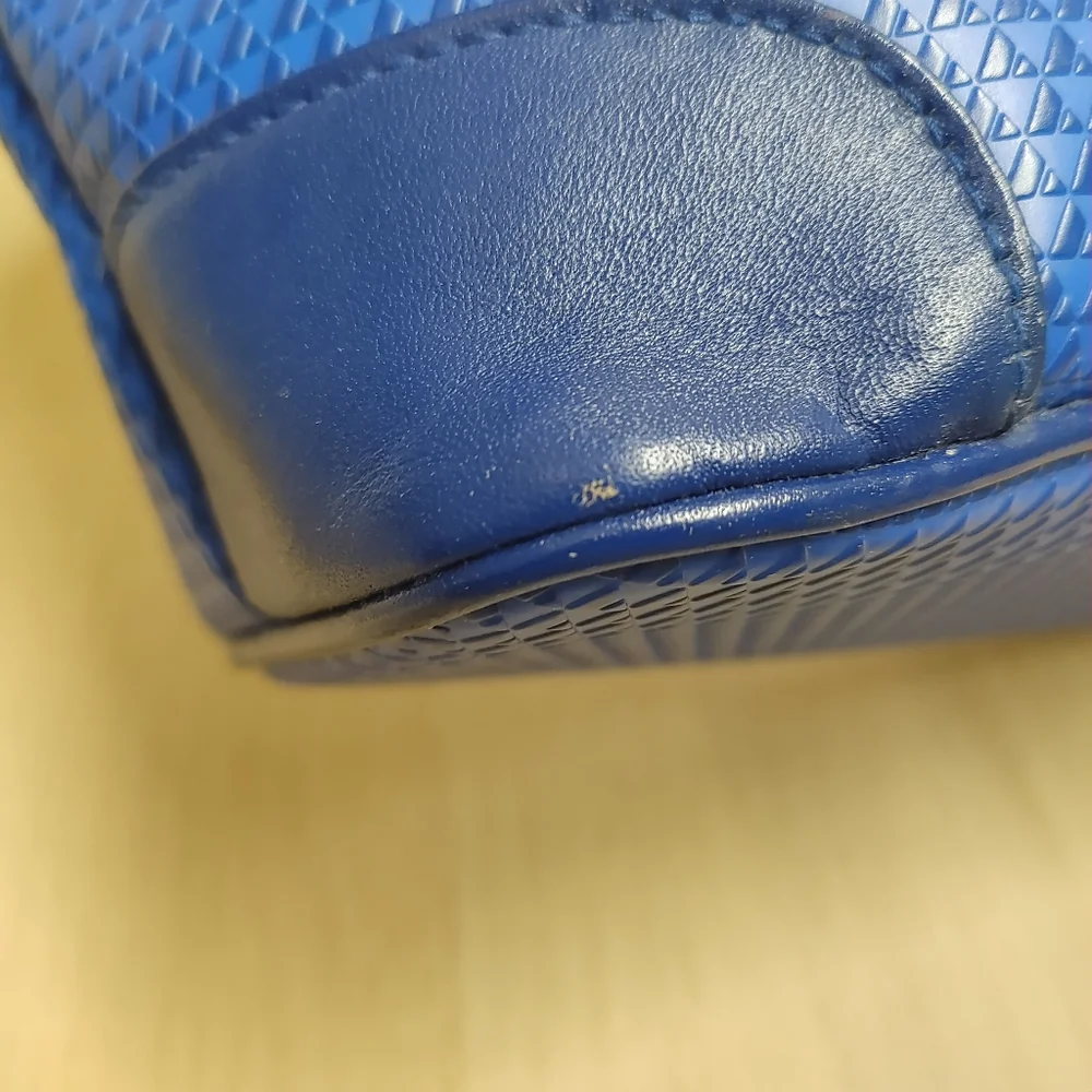 Vintage Liz Claiborne Dome Satchel Handbag Purse Royal Blue Embossed Logo